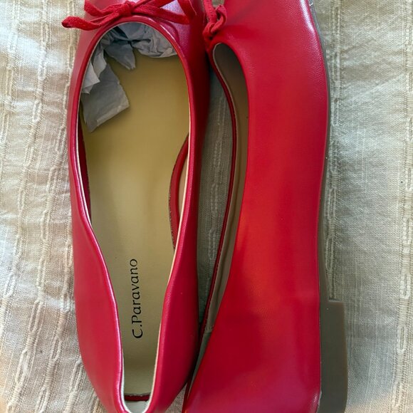 C. Paravano Red Ballet Flats Sz 9.5 - Picture 2 of 6
